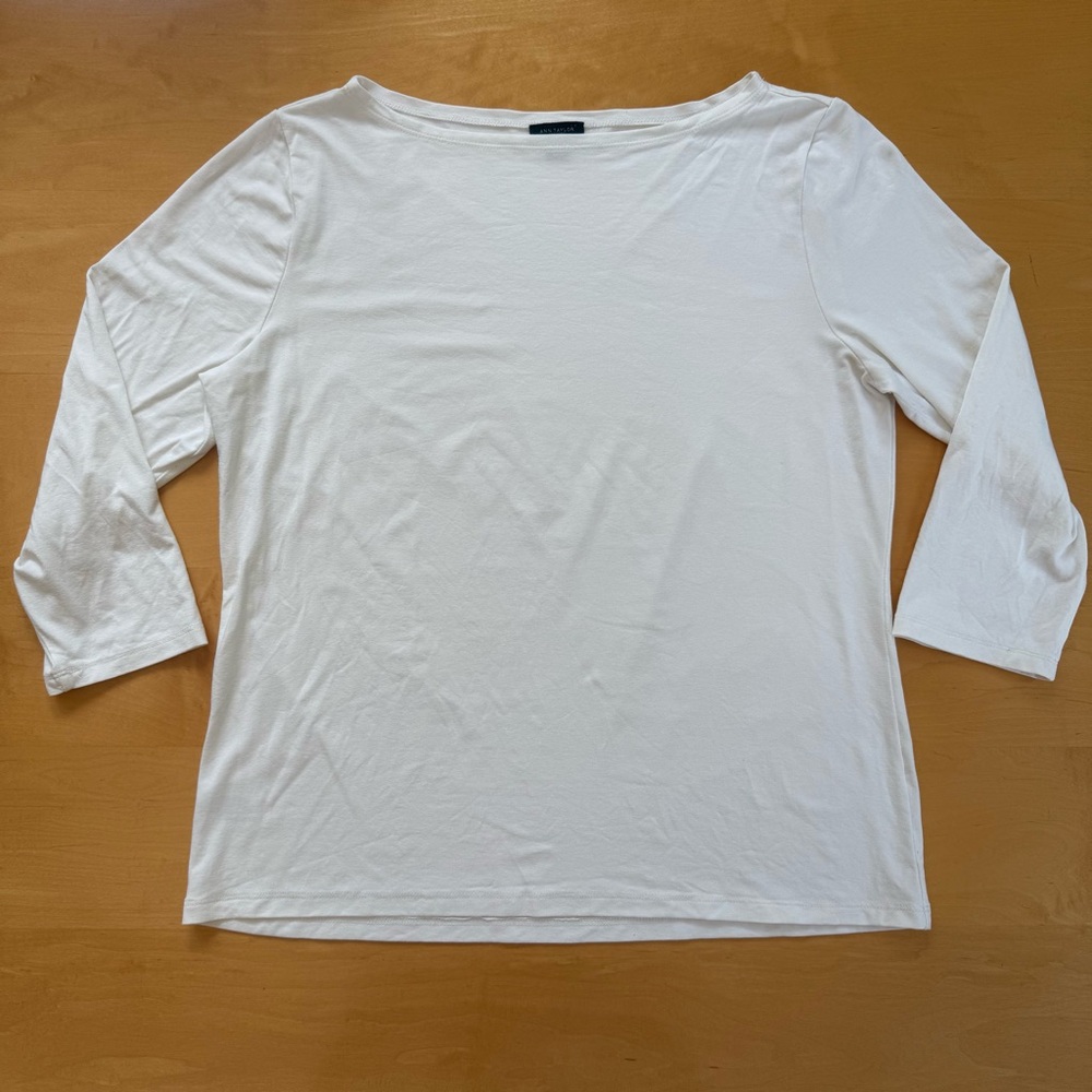 Ann Taylor Factory White 3/4 Sleeve Top